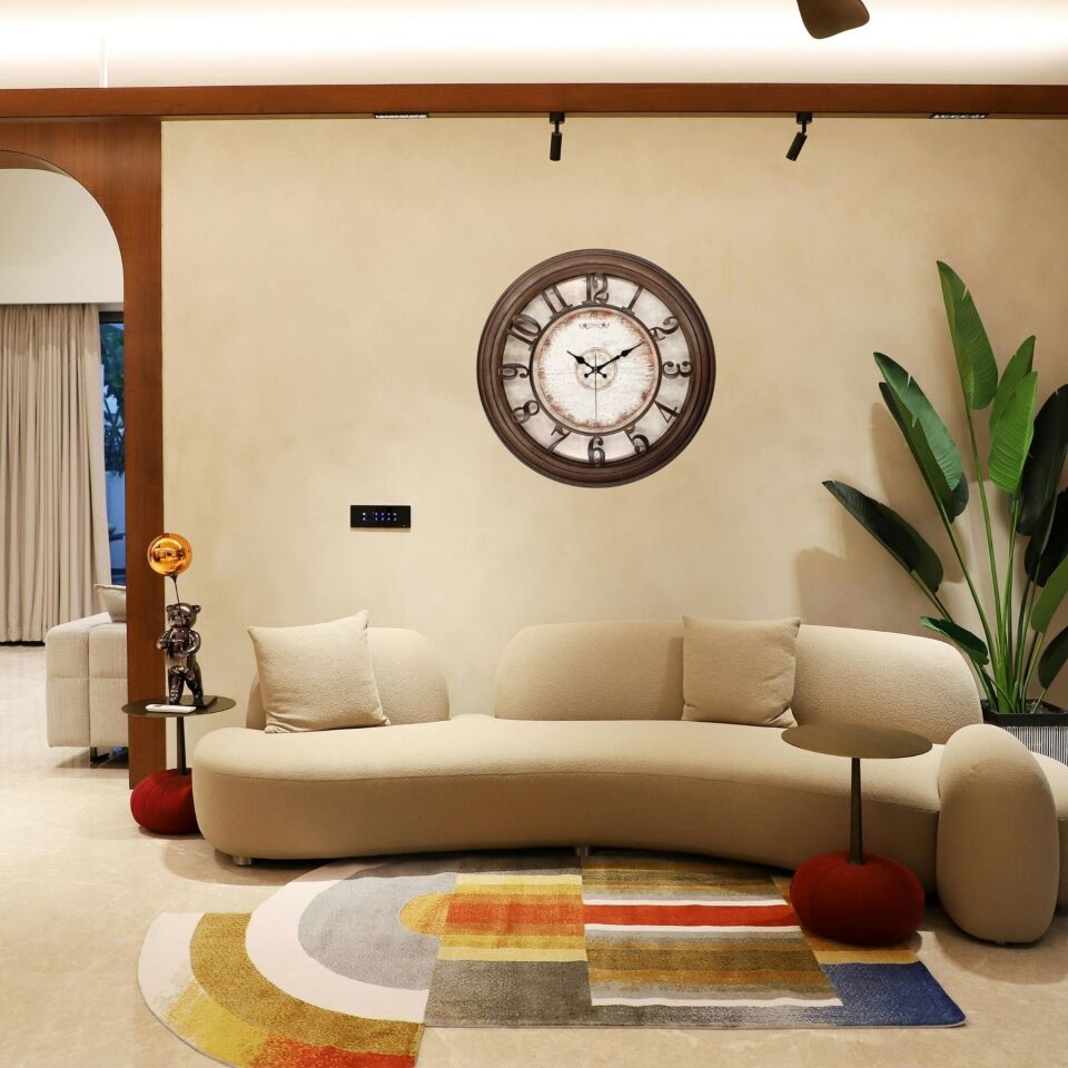 45 Cm Eskitme Çerçeve Kabartma Duvar Saati