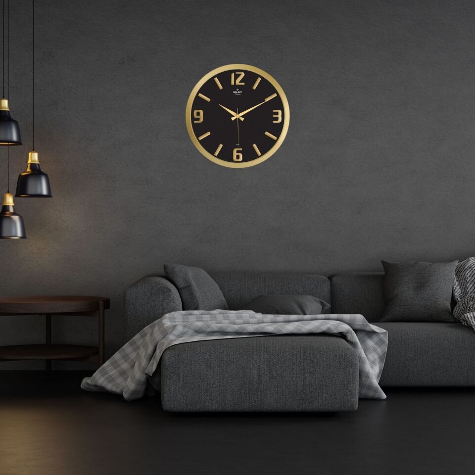 Gold 39 Cm Kabartma Rakamlı Duvar Saati