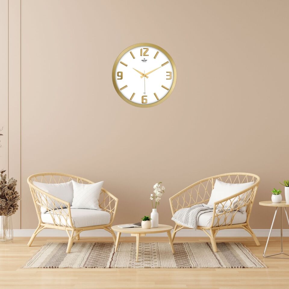 Gold 39 Cm Kabartma Rakamlı Duvar Saati