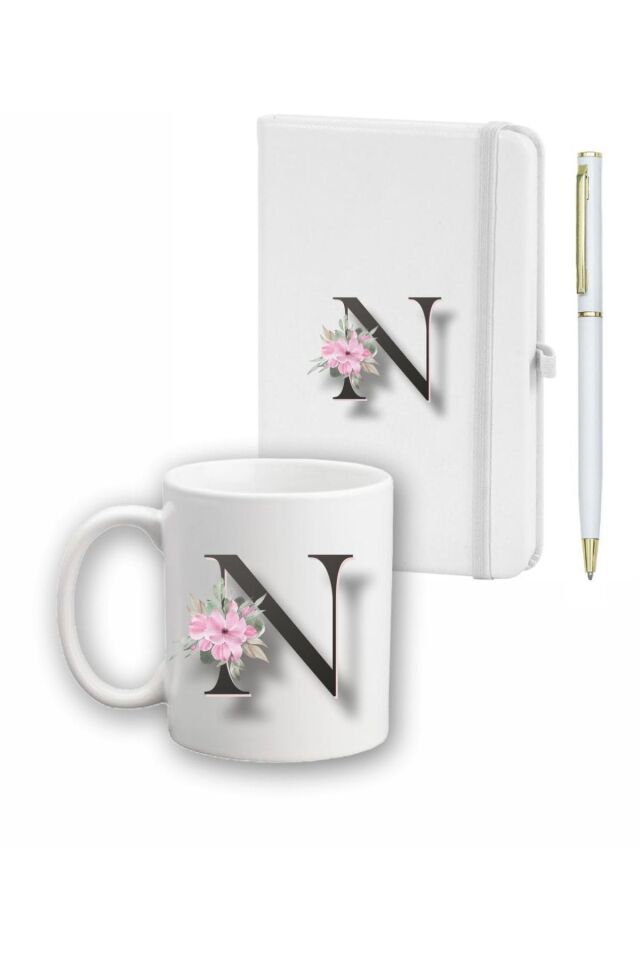 Çiçek Desen Ajanda, Kupa Ve Kalem Seti