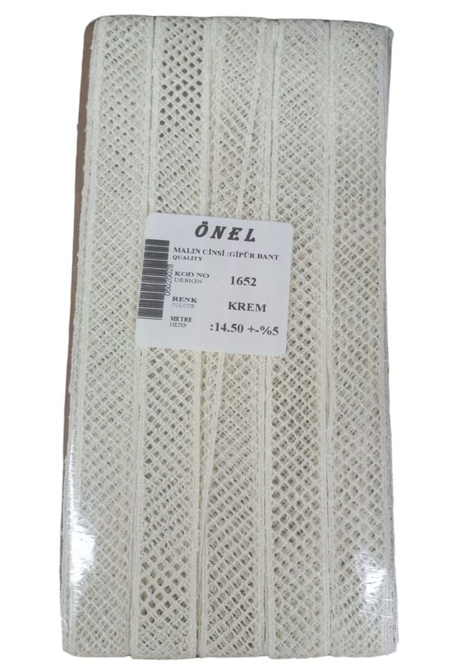 Dantel Polyester Güpür Bant Krem 14,50 Metre En 3 cm ON-1652-KR
