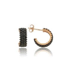 925 Ayar Gümüş Tamtur Siyah Taşlı Küpe EA0710012 (491491)