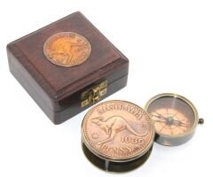 Ahşap Kutulu Pirinç Pusula Model 17