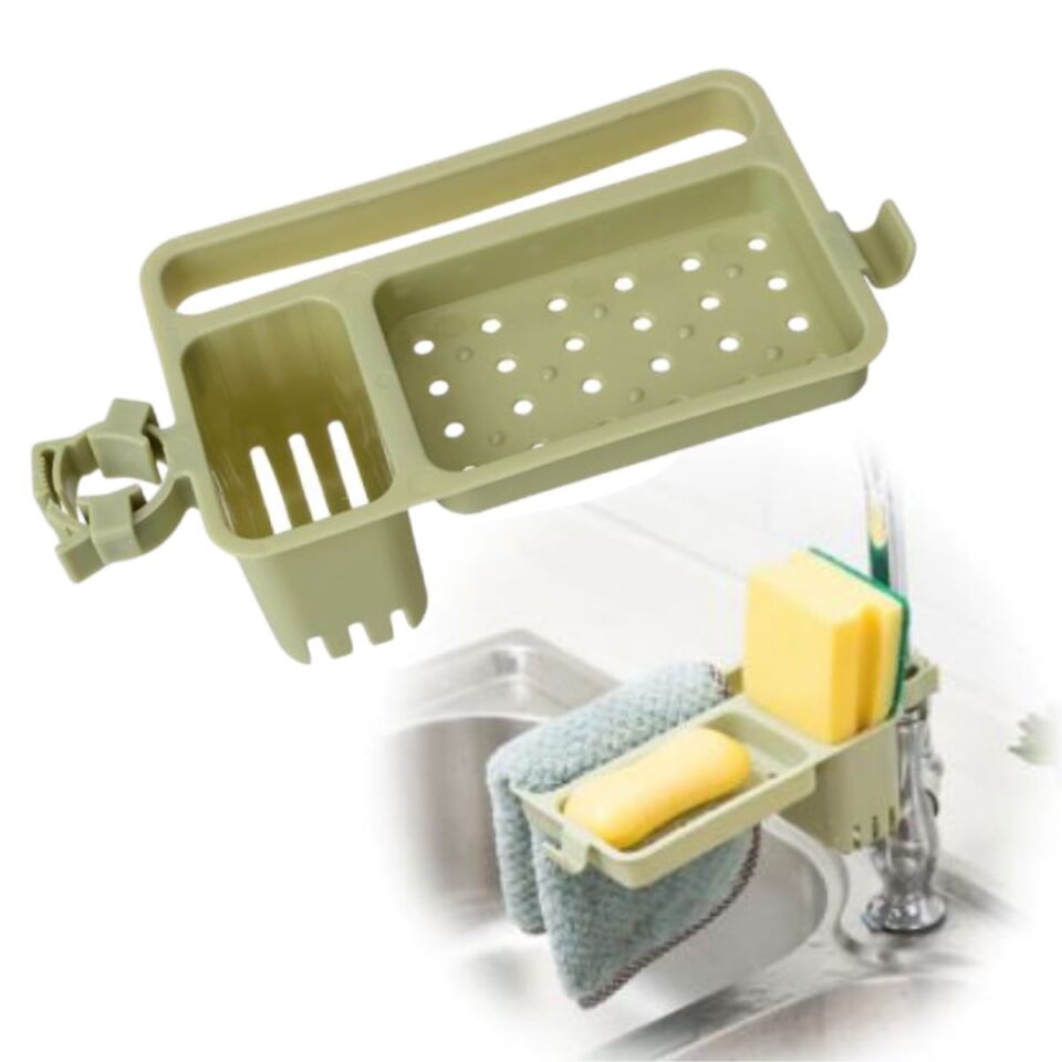 AD Musluğa Takılan Sünger Havlu Askılı Sabun Hazneli mutfak Banyo Lavabo Düzenleyici Organizer