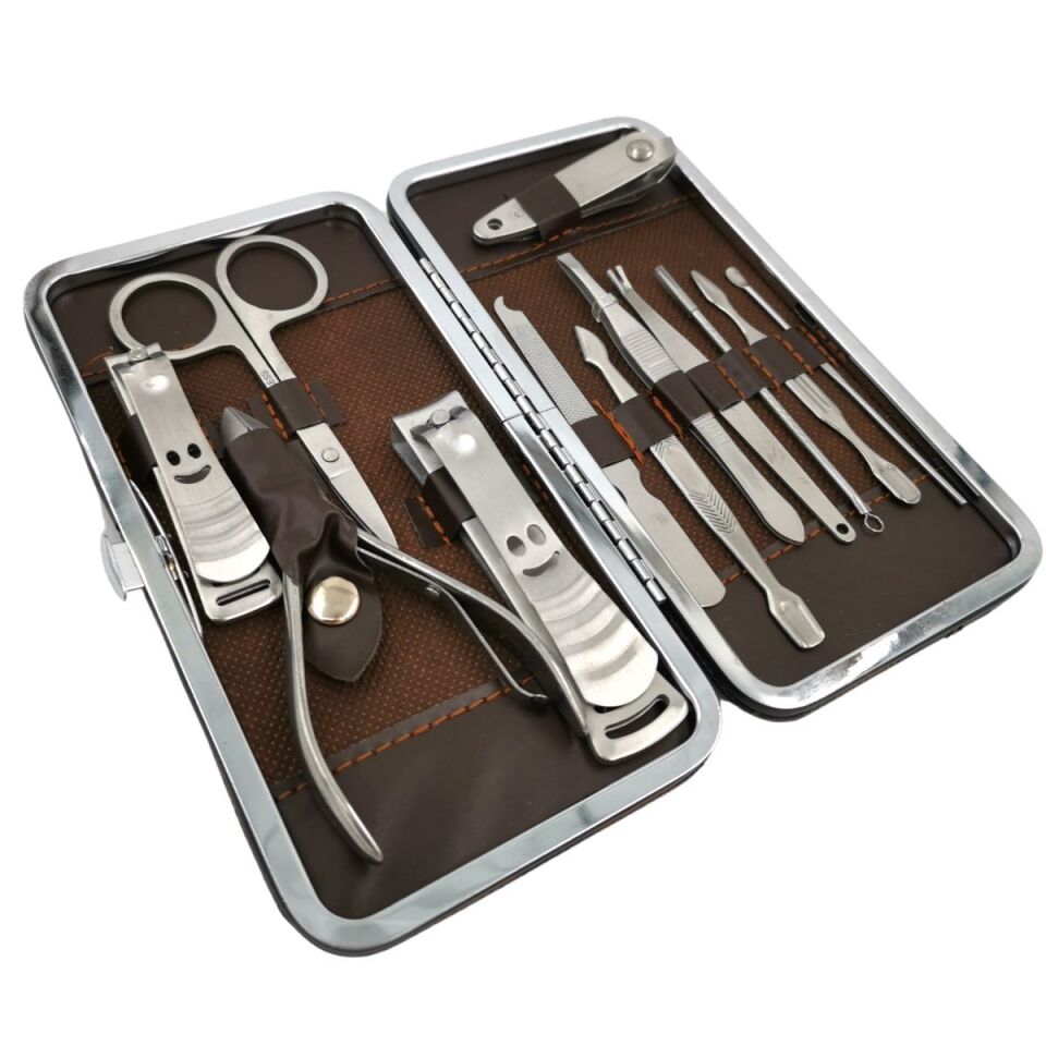 AD Çantalı Manikür Pensi Profesyonel ve Manikür Pedikür Seti 13 Parça Tırnak Eti İtici Ve Cımbı
