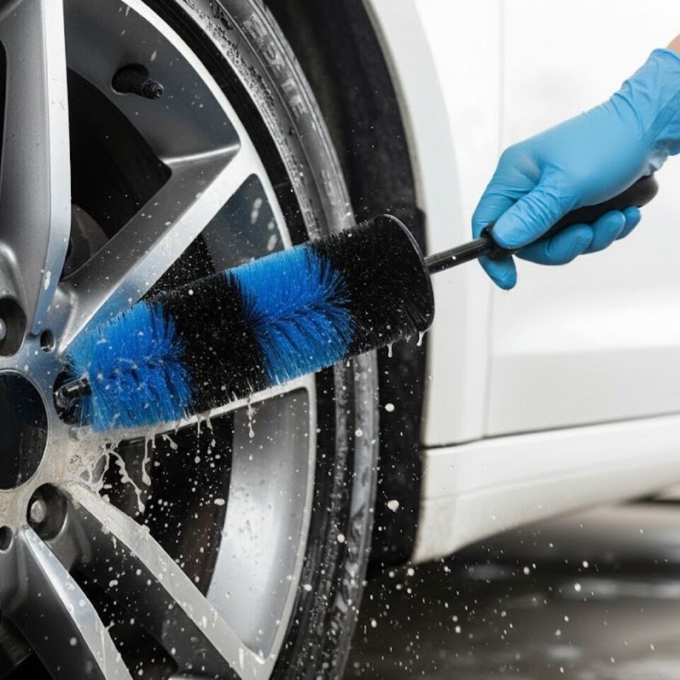 Ergonomik Saplı Jant ve Lastik Temizleme Fırçası – Araç Detay Temizliği İçin Güçlü Kıllı Detay Fırçası