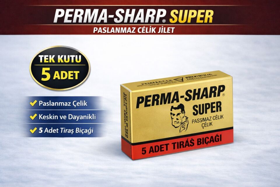 Perma-Sharp Super Paslanmaz Çelik Tıraş Bıçağı 5’li 1 Kutu