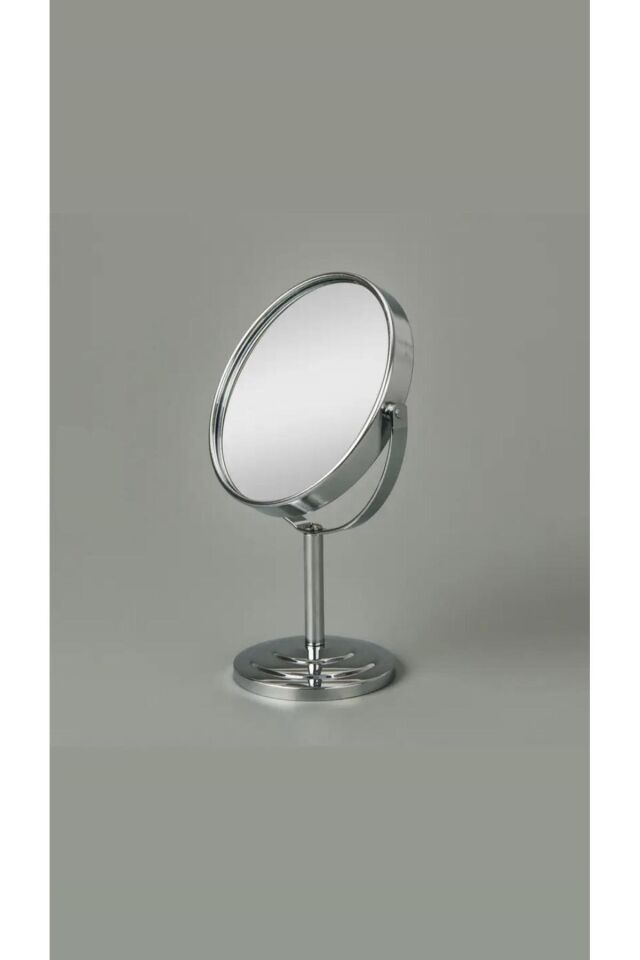 Masaüstü Ayaklı 360° Dönebilen Ev, Ofis, İşyeri, Seyahat İçin Mini Krom büyüteçli ayna 21x15