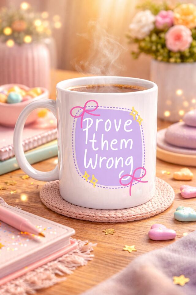 Prove Them Wrong Porselen Kupa MODEL 128 – Motivasyon Mesajlı Kahve Kupası, İlham Veren Hediye, Ofis & Ev Kullanımı