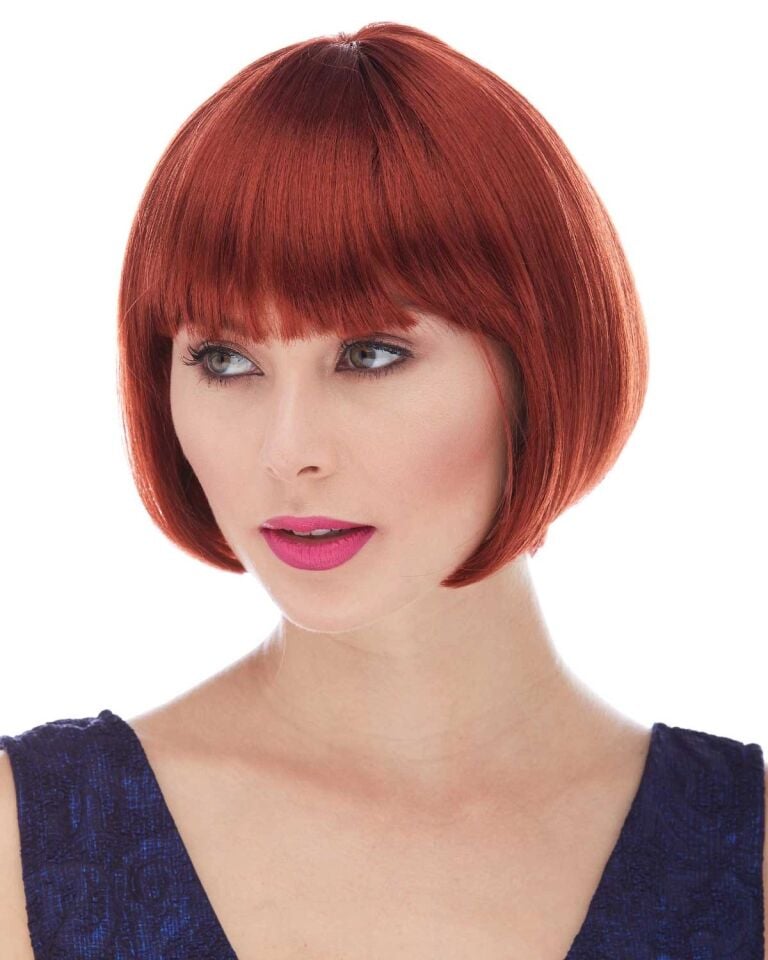 Mey İthalat® Kızıl Renk Düz Kesim Astarlı Küt Parti Peruğu