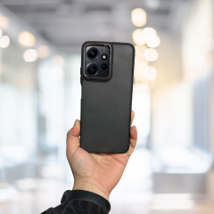 Xi̇aomi̇ Redmi̇ Note 12 4G  Arkasi Buzlu Şeffaf Hassas Düğme Kamera Çikintili Sert Mat Perfect Si̇yah (491491)