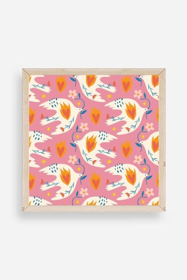 Kuş Ahşap Çerçeveli Tablo 50 x 50