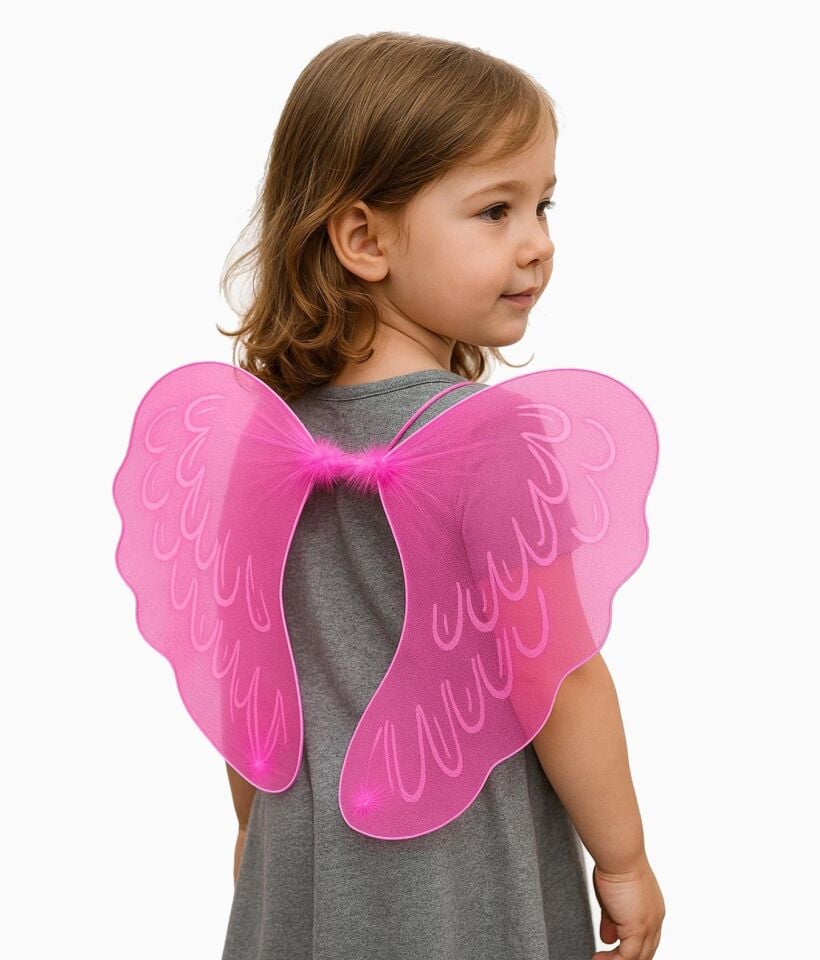 Mey İthalat® Pembe Renk Ortası Pembe Tüylü Tül Peri Kanadı 40x50 cm