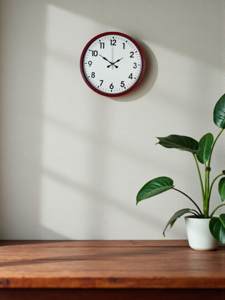 Zentime 36 Cm Kırmızı Dekoratif Duvar Saati