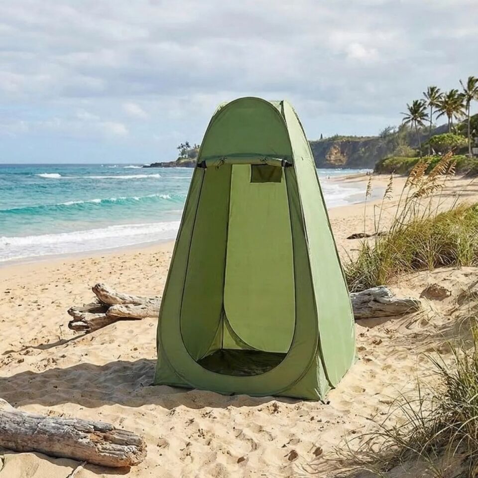 AD Tek Kişilik Yarı Otomatik Portatif Giyinme Kabini Çadırı – Plaj, Kamp, Duş ve Soyunma Kabini Outdoor Çadır 120x120x190 cm