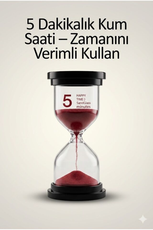 5 Dakikalık Kum Saati Zamanlayıcı – KIRMIZI Dekoratif Masa Saati 4 Renk Seçeneği