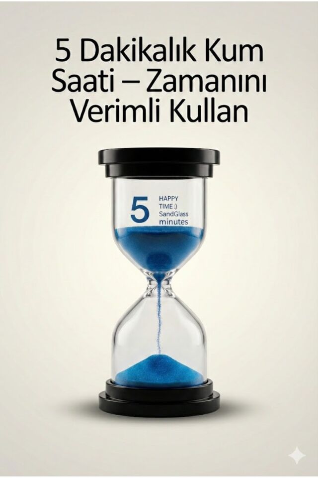 5 Dakikalık Kum Saati Zamanlayıcı – MAVİ Dekoratif Masa Saati 4 Renk Seçeneği