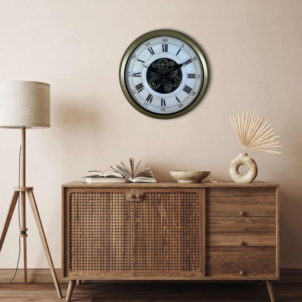 Eskitme Roma Rakamlı Elite 60 Cm Çarklı Duvar Saati