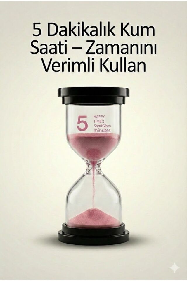 5 Dakikalık Kum Saati Zamanlayıcı – PEMBE Dekoratif Masa Saati 4 Renk Seçeneği