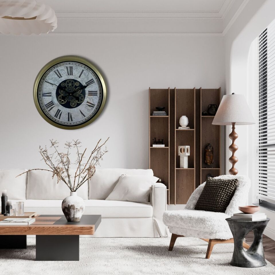 Vintage Atlas Tasarım 60 Cm Çarklı Duvar Saati