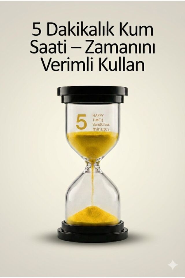 5 Dakikalık Kum Saati Zamanlayıcı – SARI Dekoratif Masa Saati 4 Renk Seçeneği
