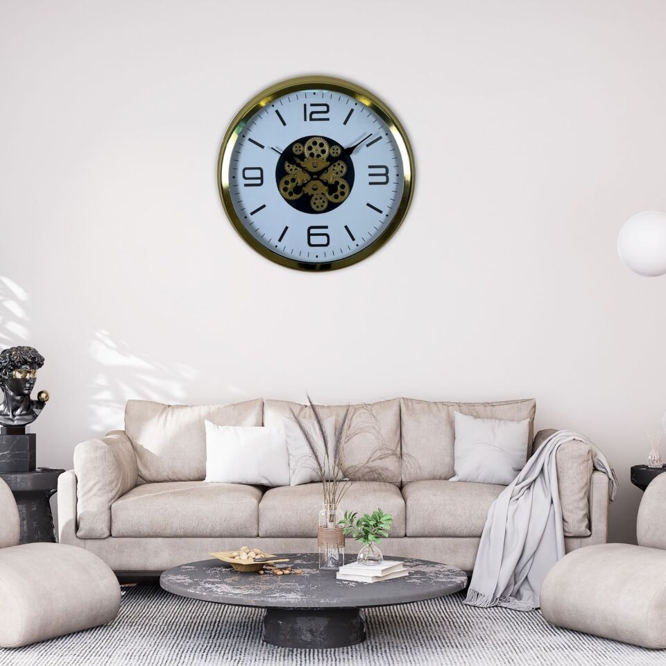 Modern Prestige Gold 60 Cm Çarklı Duvar Saati