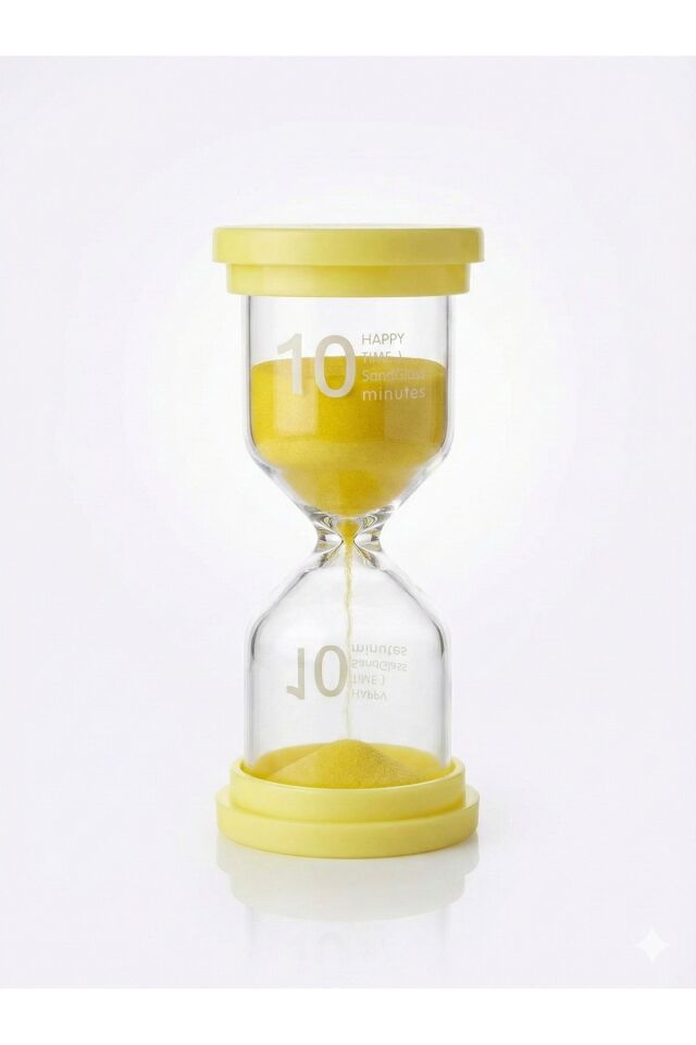 Renkli 10 Dakika Kum Saati - Dekoratif Cam Zamanlayıcı -Mutfak, Ders ve Oyun Süre Ölçer