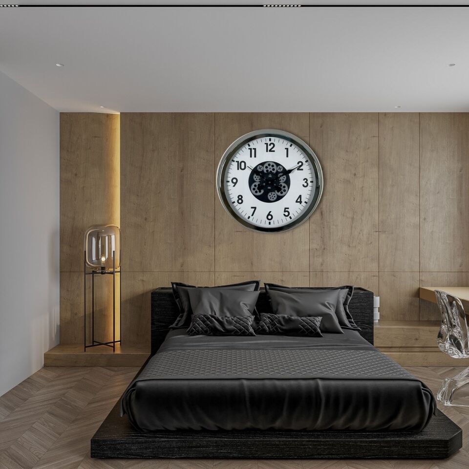 Krom Zarif 60 Cm Çarklı Klasik Duvar Saati