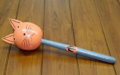 Ahşap Kedili Marakas Tekli Model 3