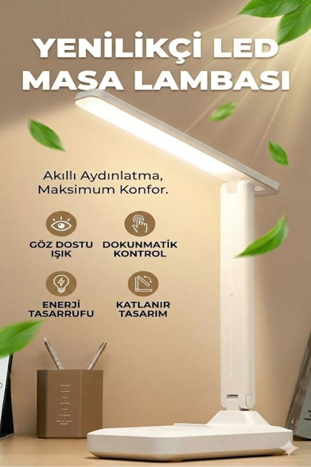 Katlanabilir Dokunmatik Kontrollü Göz Dostu Akıllı LED Masa Lambası – Enerji Tasarruflu