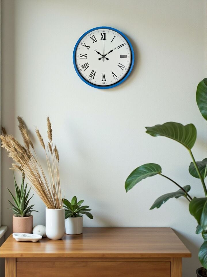 Zentime 36 Cm Mavi Dekoratif Duvar Saati