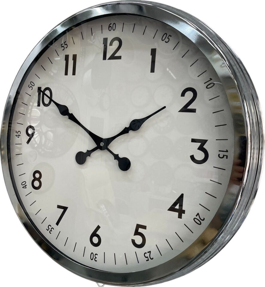 60 cm Krom Metal Dekoratif Duvar Saati