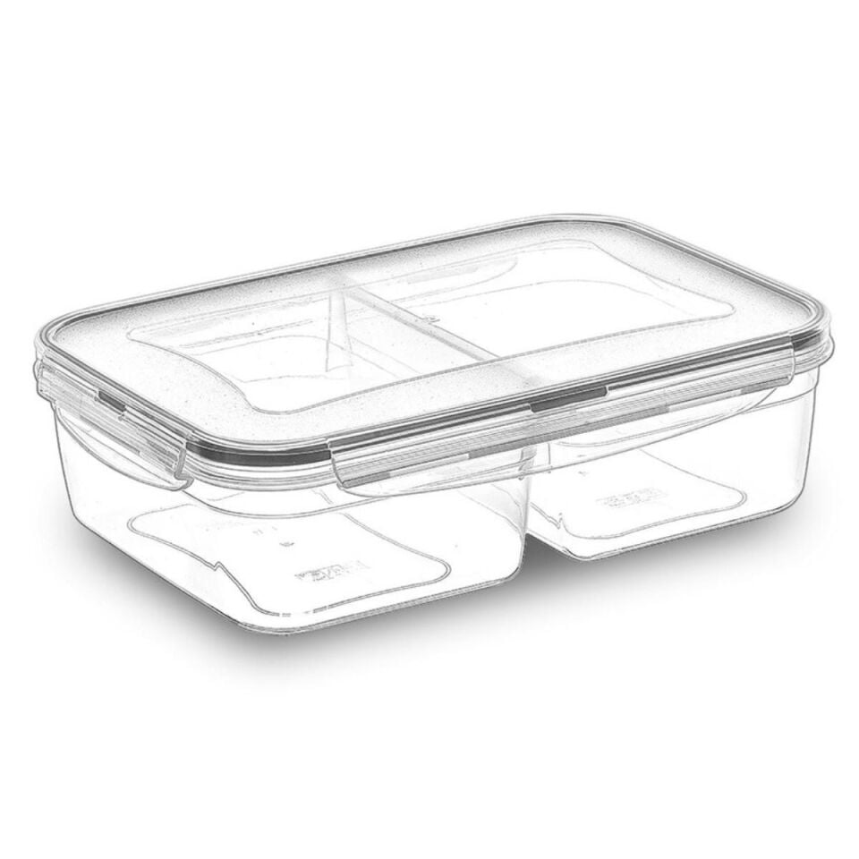 AD 2 Bölmeli Sızdırmaz Contalı Kilitli Kapaklı 1 Litre Erzak Saklama Kabı -LC505