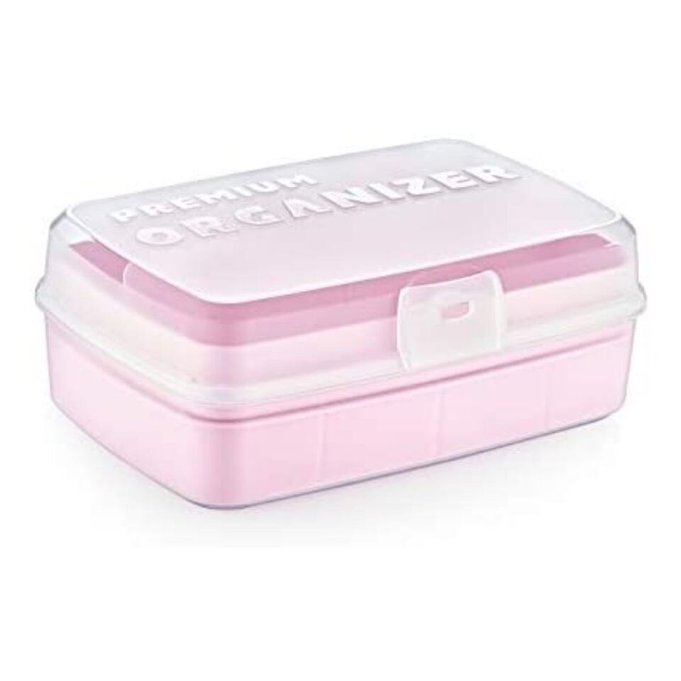 AD 12 Bölmeli Çok Amaçlı Takı Toka Kutusu Dikiş Kutusu Kapaklı Organizer Kutusu Bölmeli Kutu