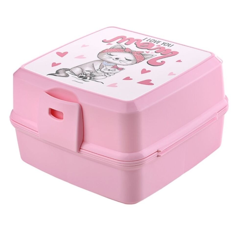 AD Kendiliğinden Kaşık Çatallı Beslenme Kutusu 4 Bölmeli Çocuk Beslenme Kabı Saklama Kutusu