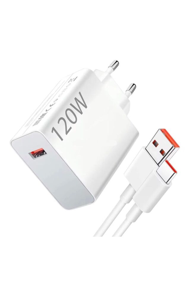 ⚡ 120W Hızlı Şarj Adaptörü + Type-C Kablosu | Süper Hızlı Şarj Cihazı 1 metre