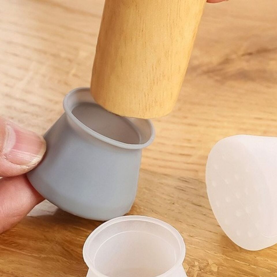  AD 8 Adet Silikon Masa ve Sandalye Ayağı İçin Kaydırmaz Çizdirmez Mobilya Çorabı Gri