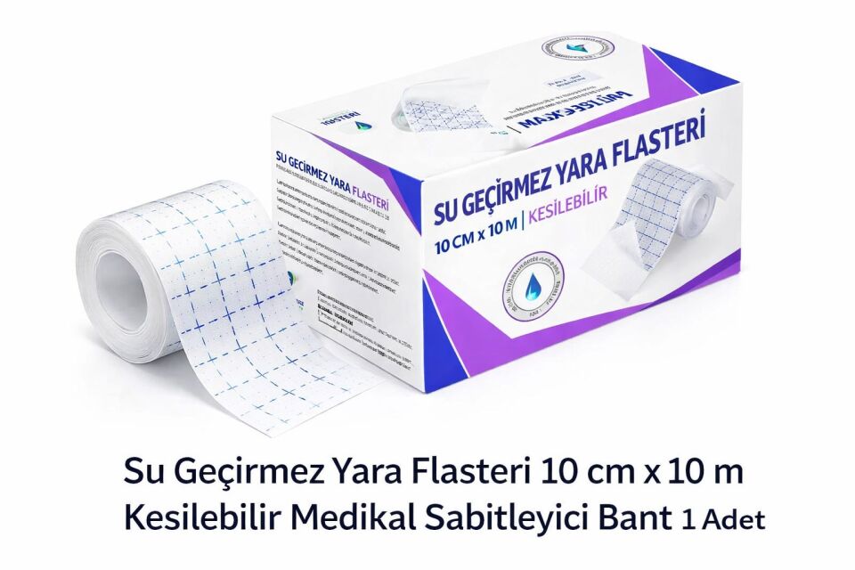 Su Geçirmez Yara Flasteri 10 cm x 10 m Kesilebilir Medikal Sabitleyici Bant 1 Adet