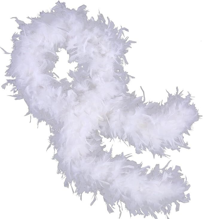 Mey İthalat® Beyaz Renk Kabarık Kalın Otriş Boa Tüy 6 cm Genişlik 180-200 cm Uzunluk