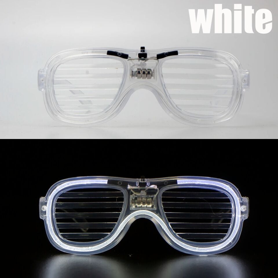 Beyaz Led Işıklı Parti Gözlüğü - Neon 3 Modlu