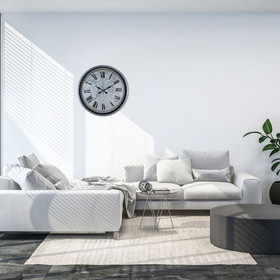 Gri 36 Cm Atlas Modern Tasarım Duvar Saati