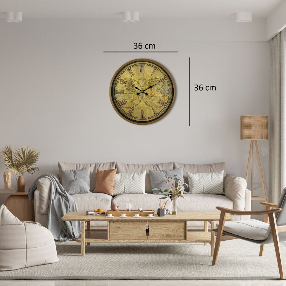 Kahverengi Vintage 36 Cm Duvar Saati
