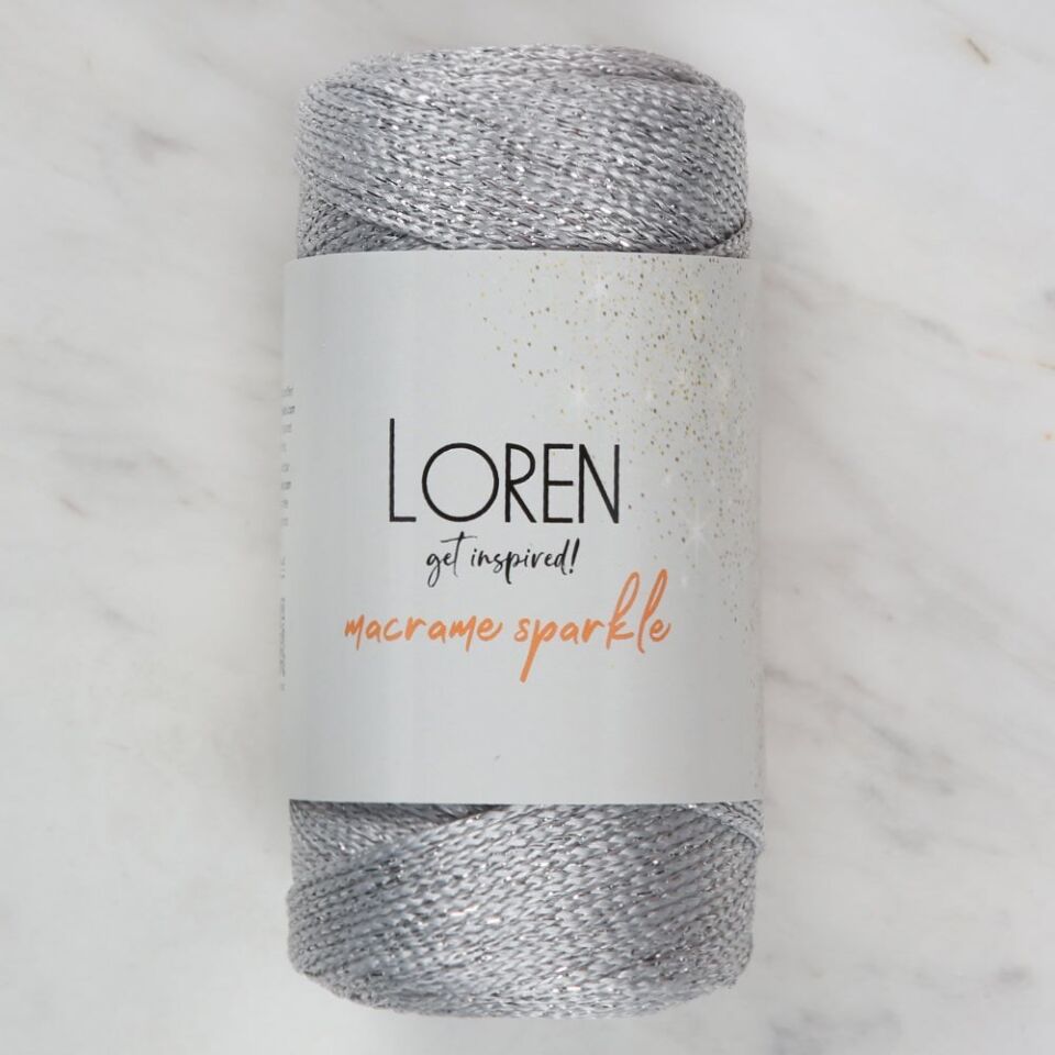 Loren Macrame Sparkle Simli Gri El Örgü İpi - RM 6
