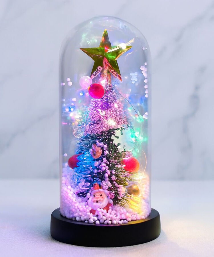 Yılbaşı Temalı Işıklı Dekoratif Cam Fanus - Model 4