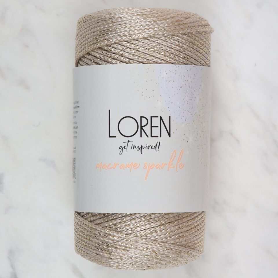Loren Macrame Sparkle Simli Bej El Örgü İpi - RM 4