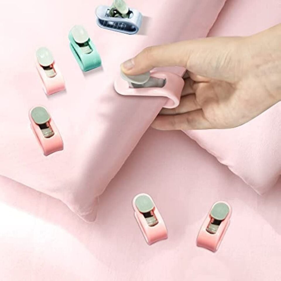 AD 4 Adet İğnesiz Yorgan Çarşaf Ve Perde Tutucu Sabitleyici Kaydırmaz Örtü Düzenleyici Klips