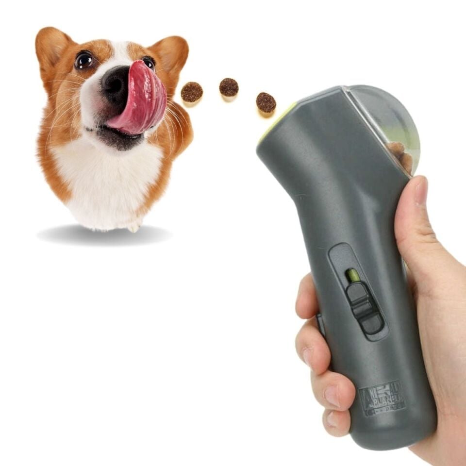 AD Kedi ve Köpekler İçin Hazneli Mama Fırlatma Oyuncağı Yem Atıcı Aparat