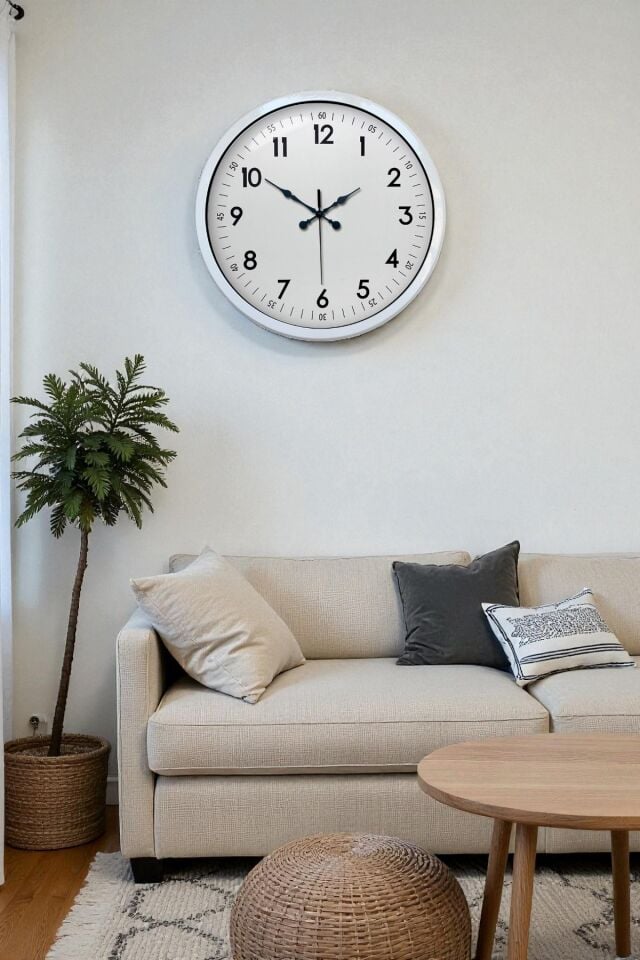 Zentime 40 Cm Beyaz Klasik Duvar Saati