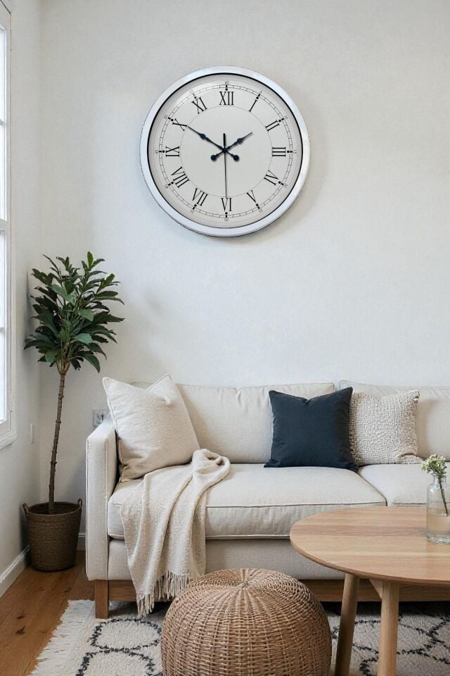 Zentime 40 Cm Beyaz Klasik Duvar Saati