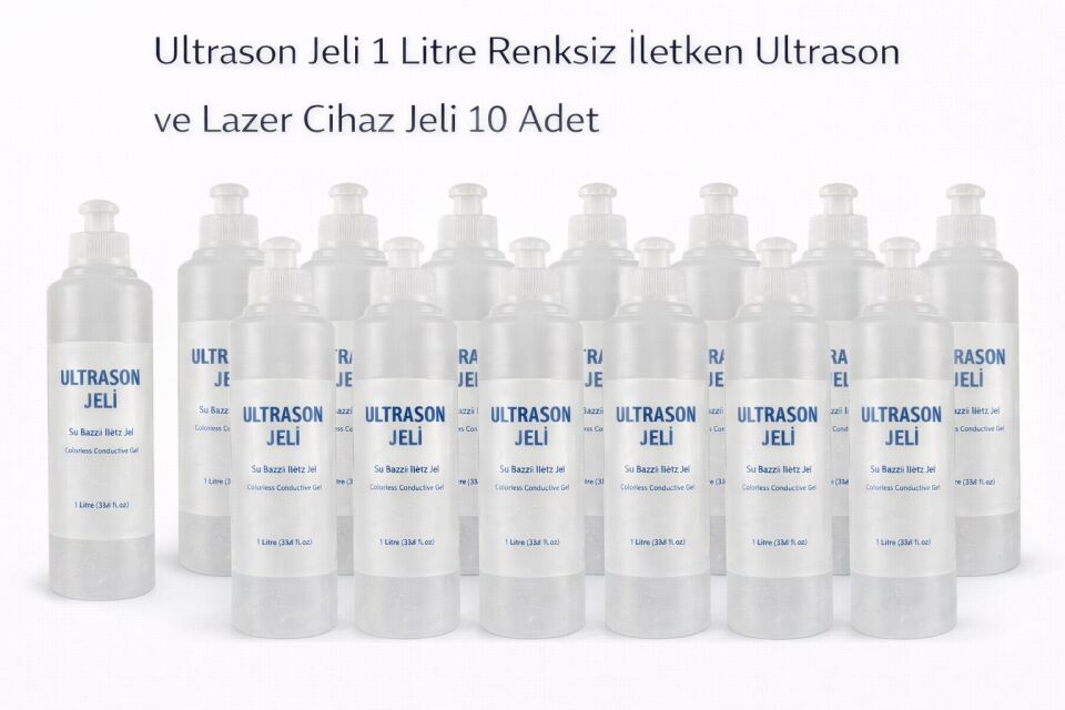 Ultrason Jeli 1 Litre Renksiz İletken Ultrason ve Lazer Cihaz Jeli 10 Adet